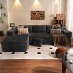 ovios 104" Cloud Sectional Couch with L-Shape Chaise,Modern Modular Sofa with Deep Seat, Upholstered Couches for Living Room Bedroom,No Assembly Required, Black (Corduroy Fabric)