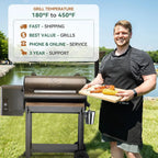 Z GRILLS Wood Pellet Grill Smoker with 552 Cooking Area & Front Shelf for Outdoor BBQ, Smoke, Bake and Roast, 550C