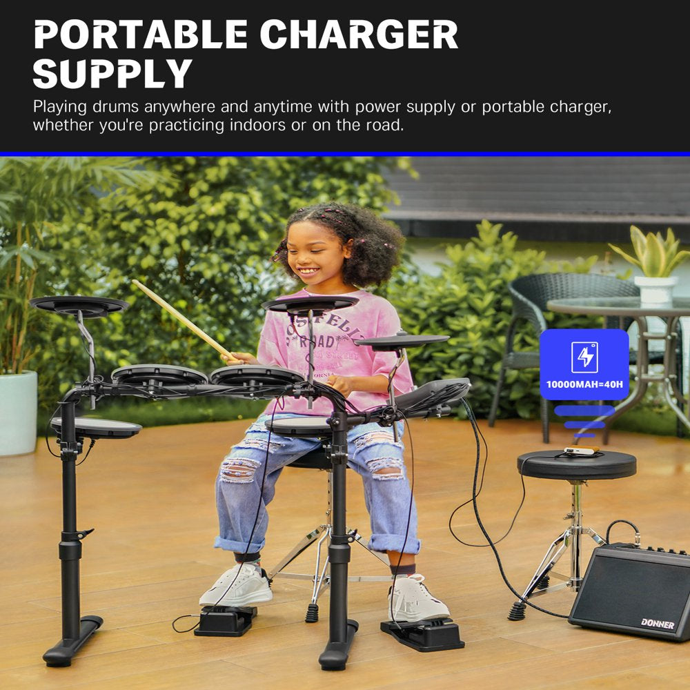 Donner Electric Drum Set For Kids Beginner, 68+ Sounds, Quiet Mesh Pad