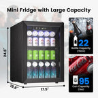 Beverage Refrigerator Cooler 126 Can Mini Fridge Glass Door for Drinks Soda Beer Wine Refrigerator