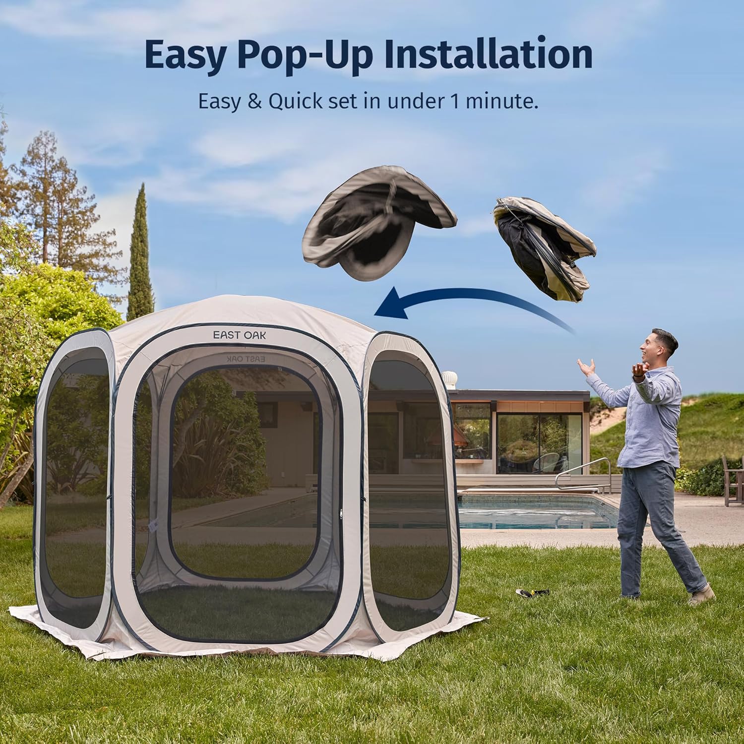 EAST OAK Screen House Tent Pop-Up Portable Screen Room Canopy Instant Screen Tent 10 x 10 FT
