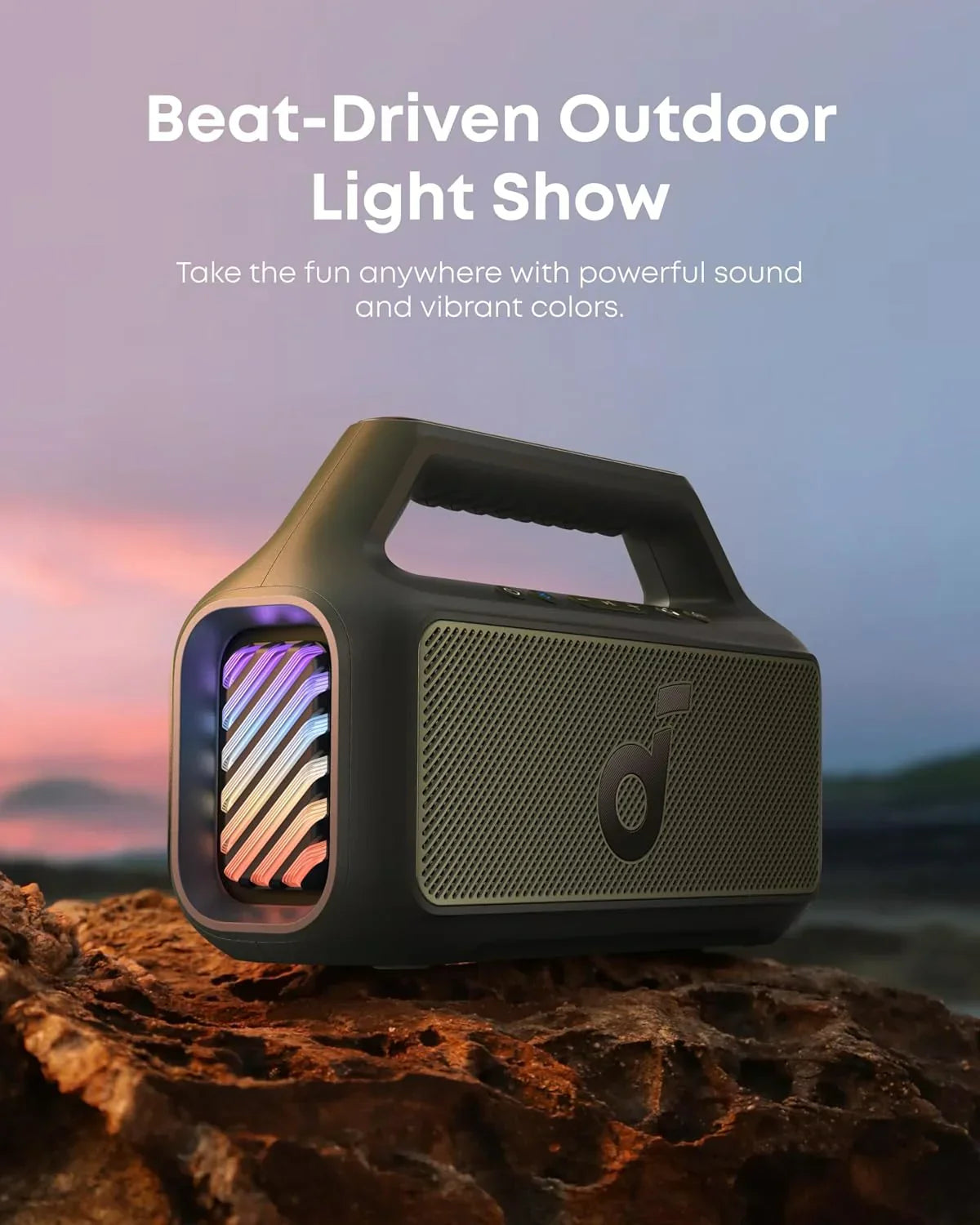 Outdoor Speaker 80W Subwoofer BassUp 2.0 24H Playtime IPX7 Waterproof Floatable RGB Lights