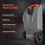 36-Gallon Portable Camper / RV Tote Tank - Features Large Heavy-Duty No-Flat Wheels & Built-In Gate Valve - Removable Steel Tow Adapter, 3 ?RV Sewer Hose & More RV Accessories (39006)