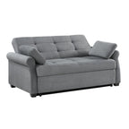 Serta Sabrina 73" Queen Rolled Arm Tufted Back Convertible Sleeper Sofa with Cushions (Dark Gray)