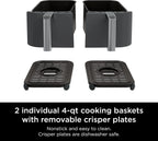 Ninja Foodi 10QT 6-in-1 DualZone Smart XL Air Fryer, 2 Independent 5QT Baskets, Smart Cook Thermometer, Match Cook, Smart Finish, Air Fry, Roast, Bake, Dehydrate, Reheat, Grey, DZ550