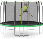 AOTOB 8FT 10FT 12FT 14 FT 15FT Trampoline with Safety Enclosure Net，Outdoor Trampoline with Basketball Hoop, Heavy Duty Jumping Mat and Spring Cover Padding for Kids and Adults, Storage Bag and Ladder