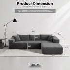 ovios 104" Cloud Sectional Couch with L-Shape Chaise,Modern Modular Sofa with Deep Seat, Upholstered Couches for Living Room Bedroom,No Assembly Required, Black (Corduroy Fabric)