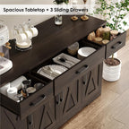 HOSTACK Buffet Cabinet with Drawers, 55" Large Sideboard Buffet Storage Cabinet with Shelves and Doors, Modern Farmhouse Coffee Bar Station Wood Kitchen Table for Kitchen, Dining Room, White/Rustic