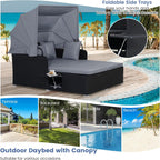 RELAX4LIFE Patio Outdoor Daybed with Canopy Wicker Sunbed Cushions 4 Pillows