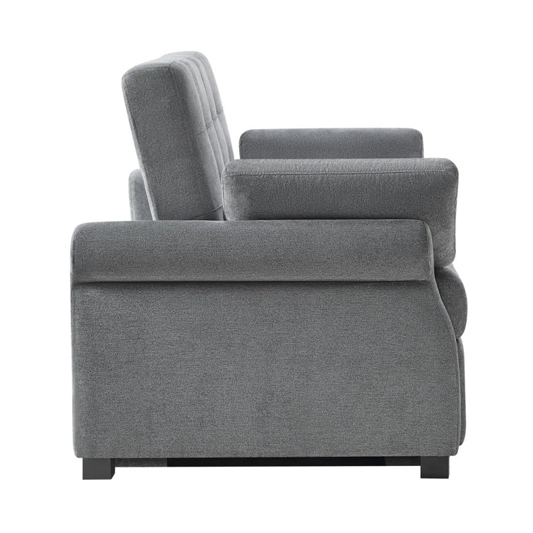Serta Sabrina 73" Queen Rolled Arm Tufted Back Convertible Sleeper Sofa with Cushions (Dark Gray)