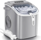 Nugget Ice Makers Countertop, Pebble Ice Machine with Chewable Pellet Ice, 34Lbs/24H, Self-Cleaning, Sonic Ice, One-Click Operation, for Kitchen,Office Stainless Steel Silver