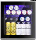 Compact Glass Door Bar Fridge 46L, Freestanding Beverage Cooler in Black