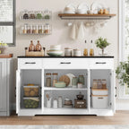 HOSTACK Buffet Cabinet with Drawers, 55" Large Sideboard Buffet Storage Cabinet with Shelves and Doors, Modern Farmhouse Coffee Bar Station Wood Kitchen Table for Kitchen, Dining Room, White/Rustic