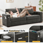 Hanherry 89" Sofa for Living Room, Modern Comfy Sofa with Medium Firm Seat Cushion, Removable Cover,Wide Armrest,USB/Type-C Port,Chenille Fabric Couches for Small Space,Apartment