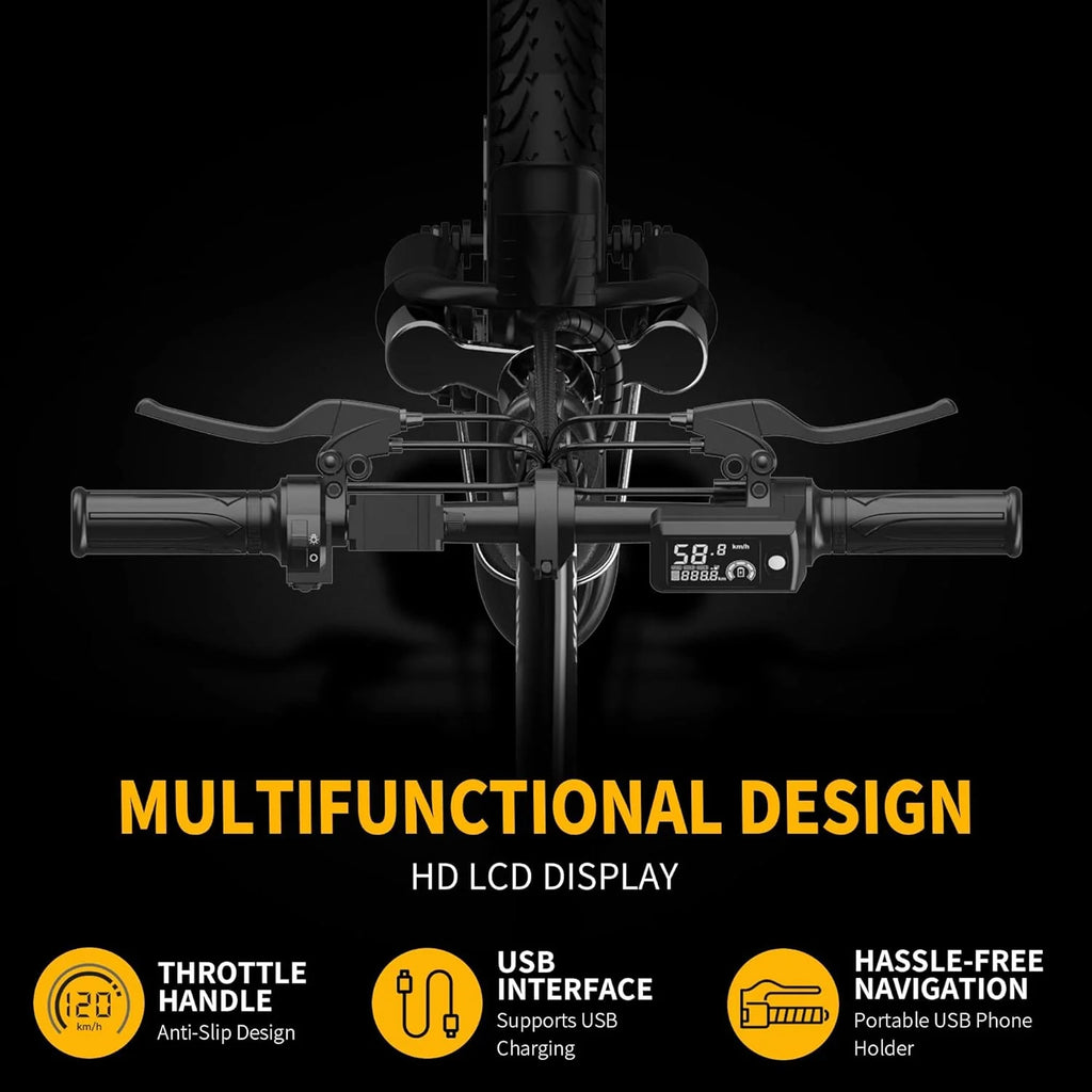 Ebikes for Adults, 400W Motor 22MPH Max Speed, 14?? Tire, 48V 15AH Removable Battery for Electric Bike, Multi-Shock Absorption, City Commuter, Foldable Adult Electric Bicycles