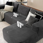 ovios 104" Cloud Sectional Couch with L-Shape Chaise,Modern Modular Sofa with Deep Seat, Upholstered Couches for Living Room Bedroom,No Assembly Required, Grey (Plush Corduroy Fabric)
