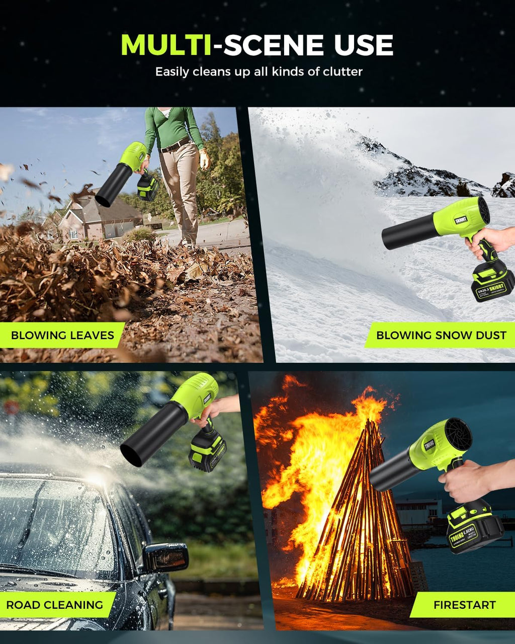 Leaf Blower Cordless with Battery and Charger, 500,000 RPM, Extended Nozzle, Lightweight Handheld Design, Turbo Jet Blower for Patio Cleaning