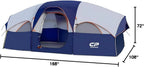 CAMPROS CP Tent 8 Person Camping Tents, Weather Resistant Family Tent, 5 Large Mesh Windows, Double Layer, Divided Curtain for Separated Room, Portable with Carry Bag