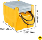 TECSPACE 58 Gallon Gasoline Tank, Portable Fuel Tank with 12V Electric Fuel Transfer Pump, 40 GPM Gasoline Fuel Tank with 4 Meters Hose for Gasoline Transportation (Yellow, 58 gal)