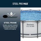 Steel Pro MAX 14 Foot x 48 Inch Round Metal Frame Above Ground Outdoor Swimming Pool Set
