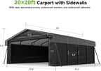 10'x15' Heavy Duty Metal Carport Outdoor Garage Car Shelter Shade with Heavier Frame