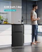 EUHOMY 3.2 Cu.Ft Mini Fridge with Freezer ?C 2-Door Compact Refrigerator for Bedroom, Dorm, Office or Apartment, Silver