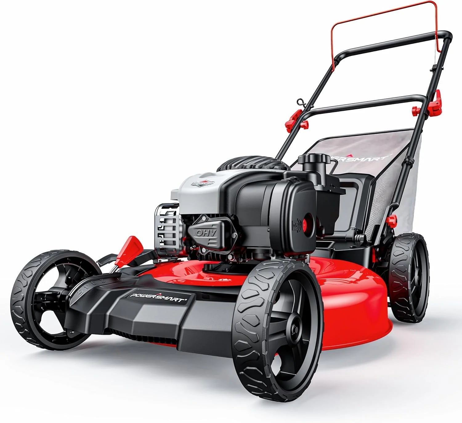 PowerSmart 21" 2-in-1 Push Lawn Mower 144cc Engine 3-in-1 with Bagging High Wheels