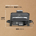 7-in-1 Grill & Smoker with Thermometer, Air Fryer, BBQ, Bake, Roast, Broil - Portable Electric Outdoor Grill, Grey
