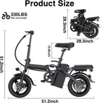 Electric Bike for Adults Teens Folding E-Bike Commuter City Foldable ebike Motor 48V 24MPH