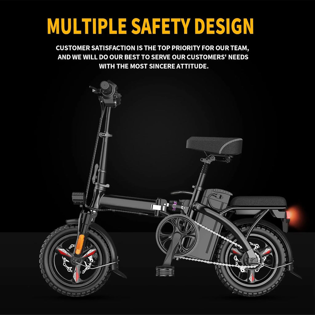 Ebikes for Adults, 400W Motor 22MPH Max Speed, 14?? Tire, 48V 15AH Removable Battery for Electric Bike, Multi-Shock Absorption, City Commuter, Foldable Adult Electric Bicycles