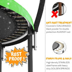 JUMPZYLLA Trampoline 8FT 10FT 12FT 14FT 15FT 16FT Trampoline with Enclosure - Recreational Trampolines with Ladder and AntiRust Coating, ASTM Approval Outdoor Trampoline for Kids