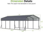 10'x15' Heavy Duty Metal Carport Outdoor Garage Car Shelter Shade with Heavier Frame