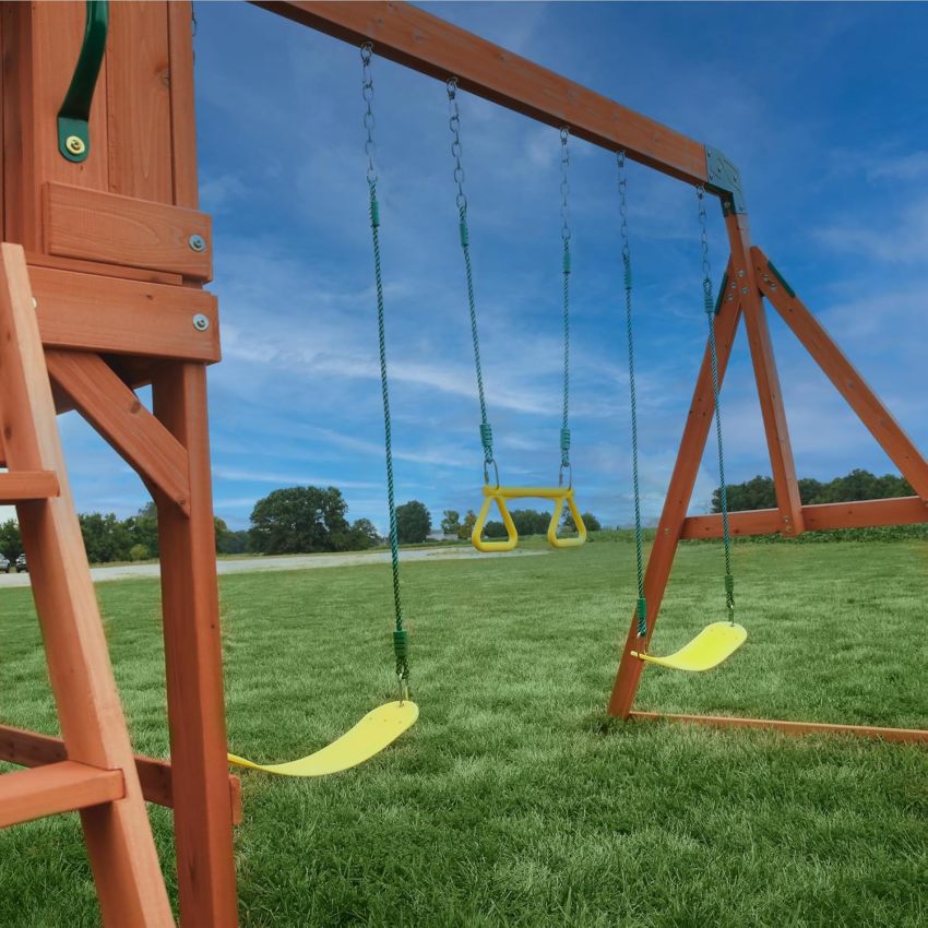 Backyard Discovery Atlantis Cedar Wood Swing Set with Clubhouse and Slide