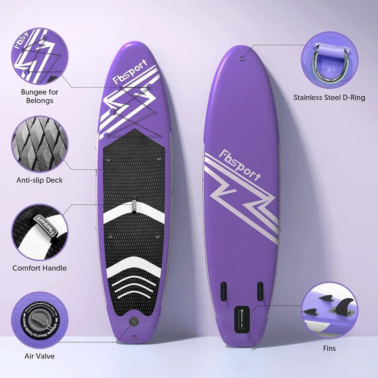 FBSPORT 11' Premium Stand Up Paddle Board Yoga Board with Durable SUP Accessories Carry Bag