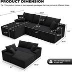 110 Cloud Sectional Couch, Boneless Sofa for Living Room Modular Sectional Sofa with Deep Seat