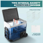 12 Volt Refrigerator, 53QT(50L) Electric Cooler, Portable Freezer 12V/24V DC 110-240V AC, 12V Fridge -4?H~68?H, 12V Cooler with Wheels & 2 Baskets for Travel, Truck, Boat, Camping