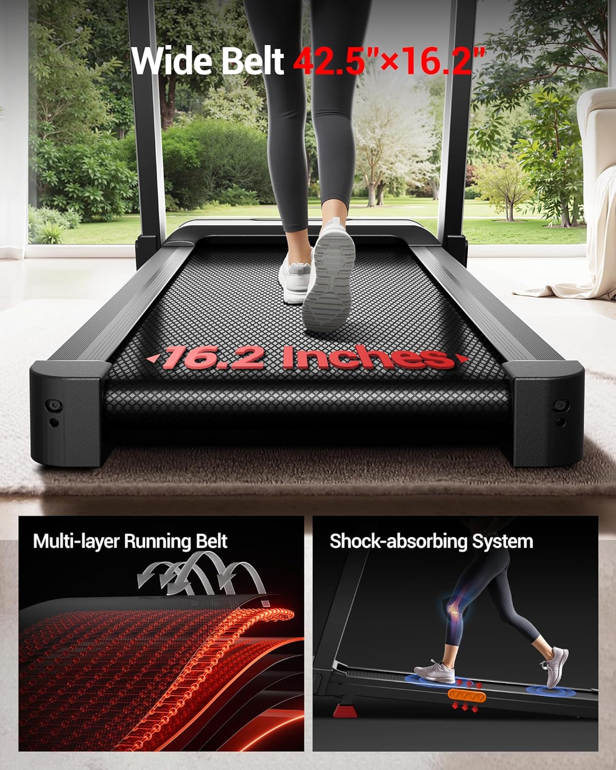 UMAY household folding tilt treadmill with heart rate sensor Low noise