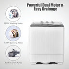 COSTWAY Double Tub 26 lb Capacity Laundry 18 lb 8 lb Spin Combo Drain Pump Washing Machine