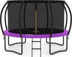 JUMPZYLLA Trampoline 8FT 10FT 12FT 14FT 15FT 16FT Trampoline with Enclosure - Recreational Trampolines with Ladder and AntiRust Coating, ASTM Approval Outdoor Trampoline for Kids
