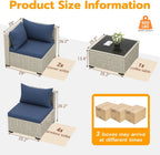 UDPATIO Outdoor Patio Furniture Set, 7-Piece PE Wicker Sectional Sofa with Tea Table, Outdoor Conversation Set