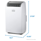 BLACK+DECKER Air Conditioner, 14,000 BTU Air Conditioner Portable for Room up to 700 Sq. Ft. with Remote Control, White