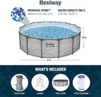 Steel Pro MAX 14 Foot x 48 Inch Round Metal Frame Above Ground Outdoor Swimming Pool Set