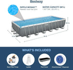 Power Steel 14' x 8'2" x 39.5" Oval Above Ground Pool Set Includes 530gal Filter Pump Ladder
