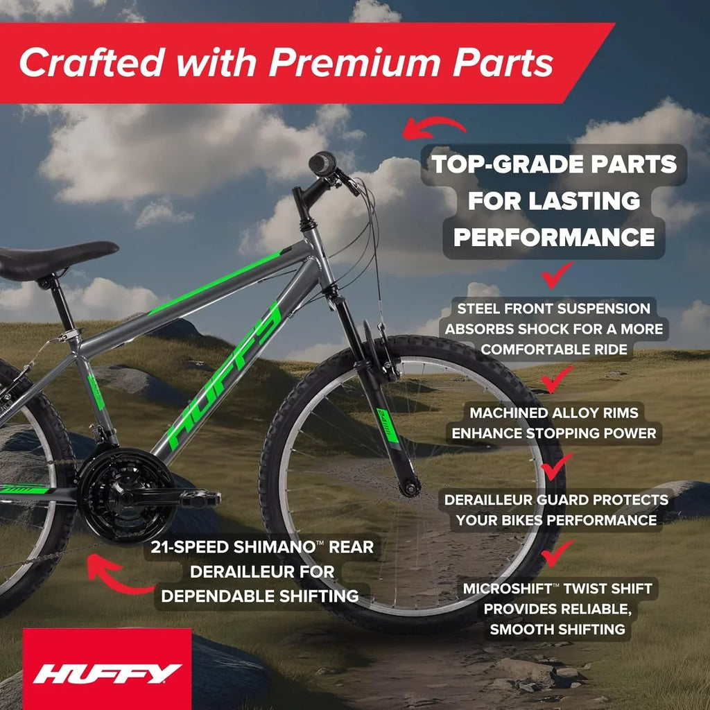 Huffy Stone Mountain Hardtail Mountain Bike for Boys/Girls/Men/Women 20"/24"/26" Sizes