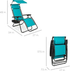 Best Choice Products Folding Zero Gravity Recliner Patio Lounge Chair Adjustable Canopy Shade