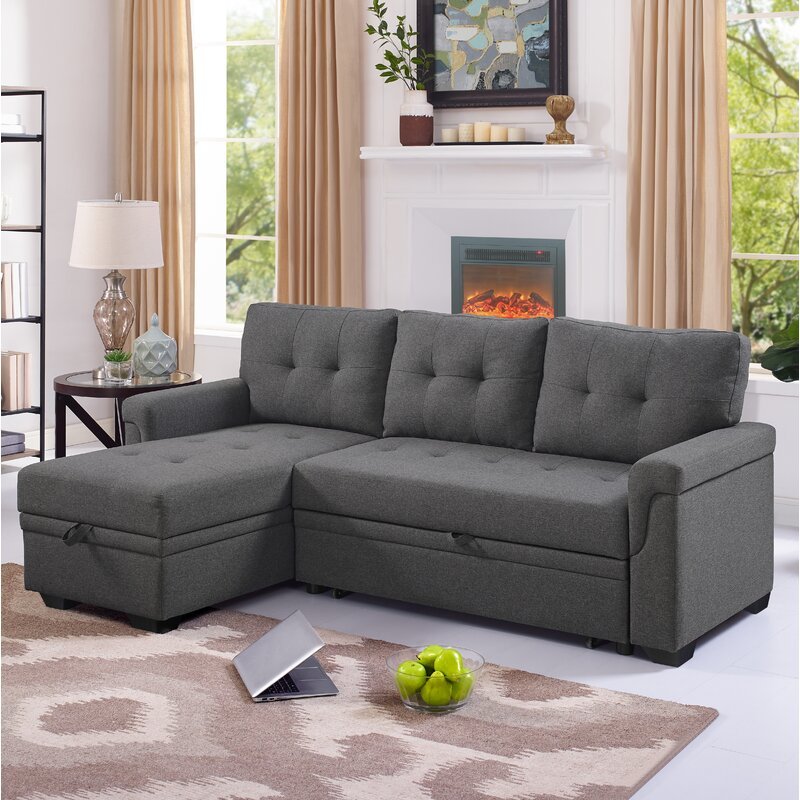 Gunnar 86&prime;&prime; Wide Reversible Sleeper Sofa &amp; Chaise