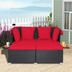 RELAX4LIFE Patio Outdoor Daybed with Canopy Wicker Sunbed Cushions 4 Pillows