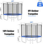 AOTOB 8FT 10FT 12FT 14 FT 15FT Trampoline with Safety Enclosure Net，Outdoor Trampoline with Basketball Hoop, Heavy Duty Jumping Mat and Spring Cover Padding for Kids and Adults, Storage Bag and Ladder