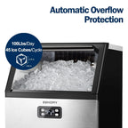 EUHOMY Commercial Ice Maker Machine, 100lbs/24H Stainless Steel Under Counter ice Machine with 33lbs Ice Storage Capacity, Freestanding Ice Maker.