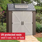Rubbermaid Resin Outdoor Storage Shed With Floor Weather Resistant Gray Organization for Home